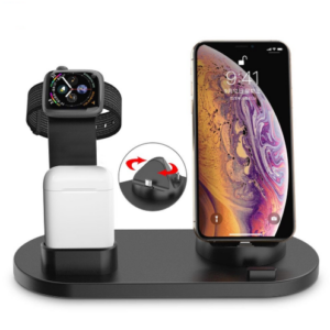 3 in 1 Docking Station Apple Watch, iPhone, AirPods Pro en Android - Zwart/Wit