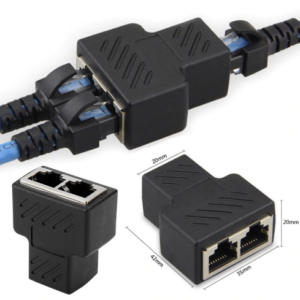 RJ45 Splitter Ethernet Adapter Dual Poort - Zwart
